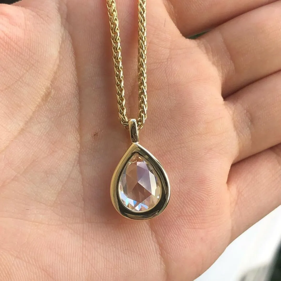 /public/photos/live/Bezel Set Rose Cut Pear Moissanite Woman Pendant 518 (2).webp